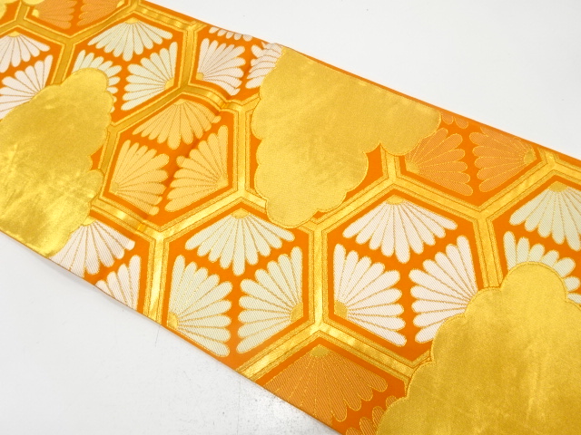JAPANESE KIMONO / ANTIQUE FUKURO OBI / SILK / WOVEN KIKKO PATTERN
